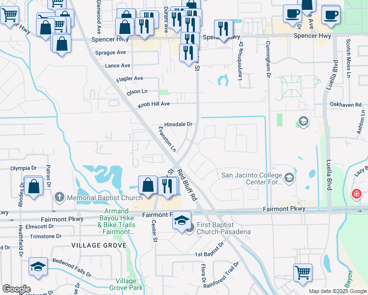 map of restaurants, bars, coffee shops, grocery stores, and more near 5718-5748 Center Street in Pasadena