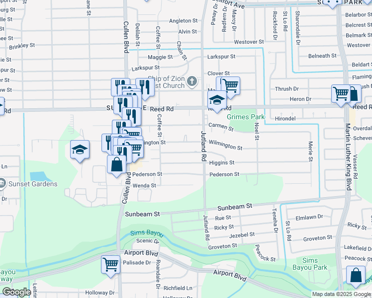 map of restaurants, bars, coffee shops, grocery stores, and more near 4906 Paula Street in Houston