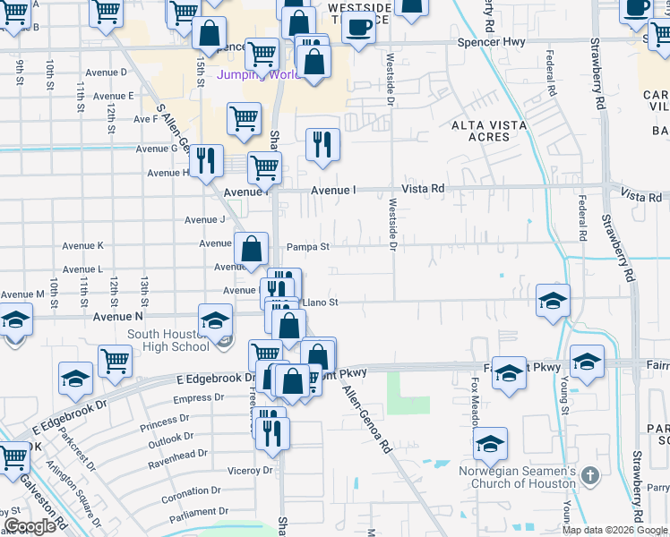 map of restaurants, bars, coffee shops, grocery stores, and more near 523 Spring Drive in Pasadena