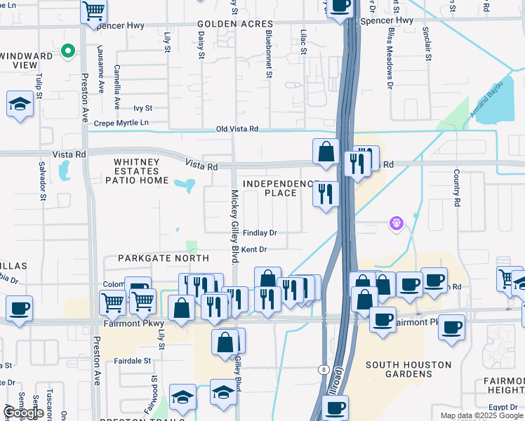 map of restaurants, bars, coffee shops, grocery stores, and more near 3803 Mackinac Lane in Pasadena