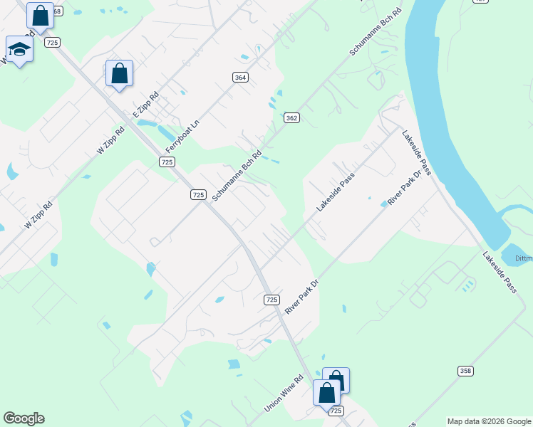 map of restaurants, bars, coffee shops, grocery stores, and more near 223 Lakeside Pass in New Braunfels