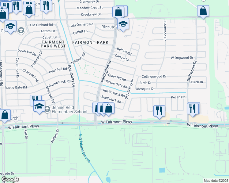 map of restaurants, bars, coffee shops, grocery stores, and more near 10423 Shell Rock Road in La Porte