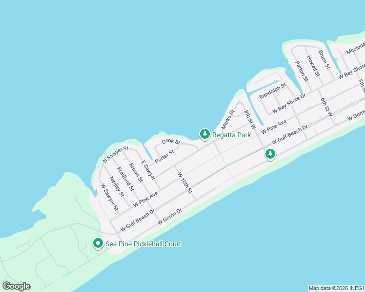 map of restaurants, bars, coffee shops, grocery stores, and more near 965 West Bayshore Drive in Saint George Island