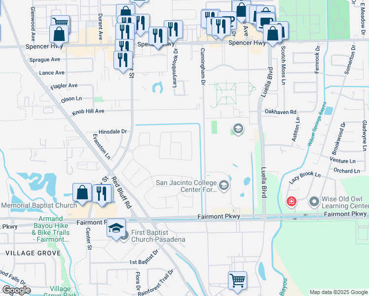 map of restaurants, bars, coffee shops, grocery stores, and more near 5511 Highland Drive in Pasadena