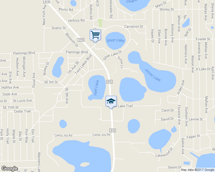 map of restaurants, bars, coffee shops, grocery stores, and more near 341 County Road 315 in Interlachen