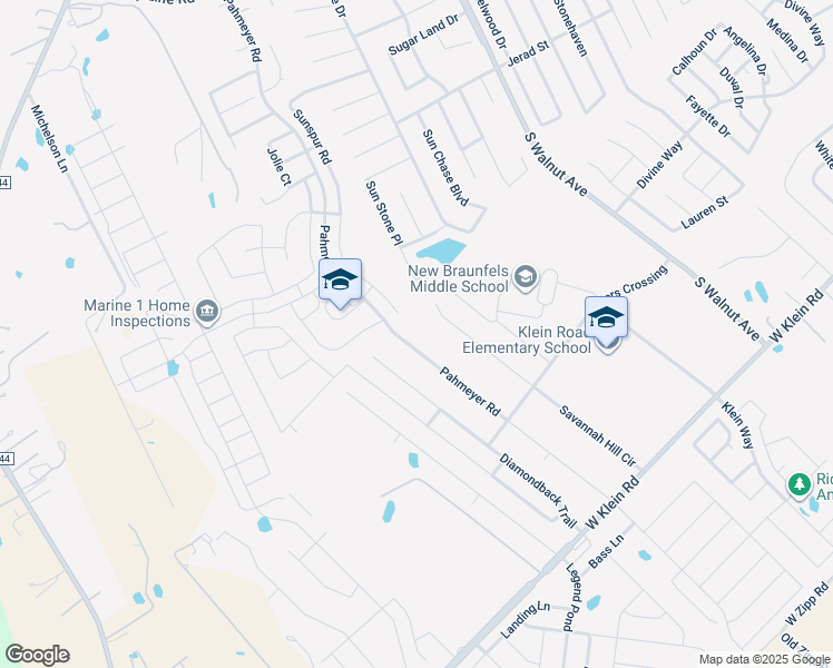 map of restaurants, bars, coffee shops, grocery stores, and more near 2057 Carter Lane in New Braunfels