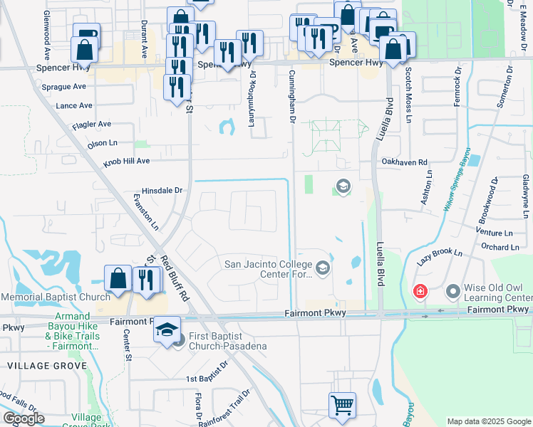 map of restaurants, bars, coffee shops, grocery stores, and more near 5511 Highland Drive in Pasadena