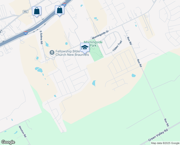 map of restaurants, bars, coffee shops, grocery stores, and more near 717 Cherokee Boulevard in New Braunfels