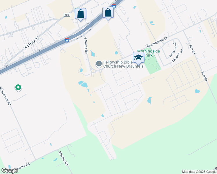 map of restaurants, bars, coffee shops, grocery stores, and more near 4003 Belden Trail in New Braunfels