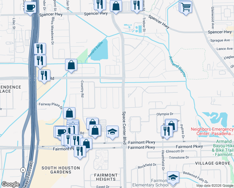 map of restaurants, bars, coffee shops, grocery stores, and more near 3611 Sunshine Lane in Pasadena