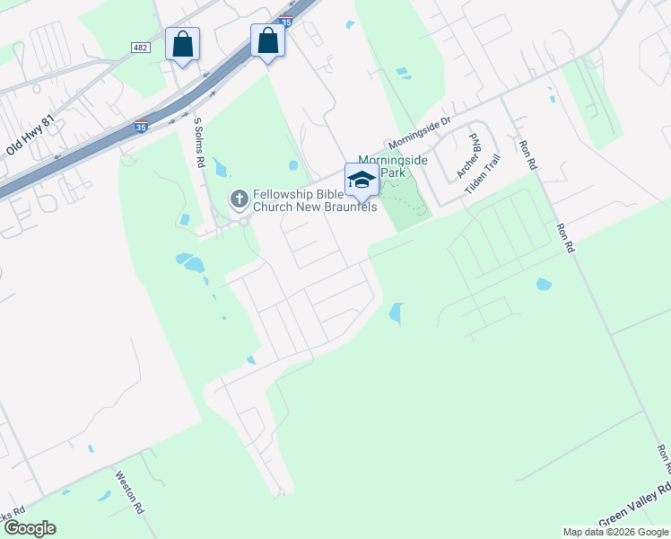 map of restaurants, bars, coffee shops, grocery stores, and more near 3920 Northaven Trail in New Braunfels