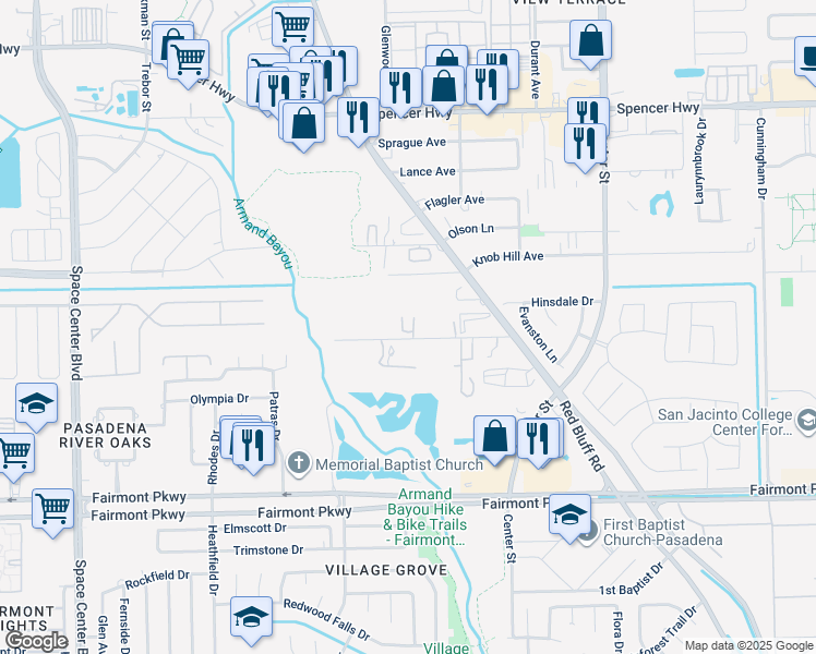 map of restaurants, bars, coffee shops, grocery stores, and more near 6939 Line Drive in Pasadena