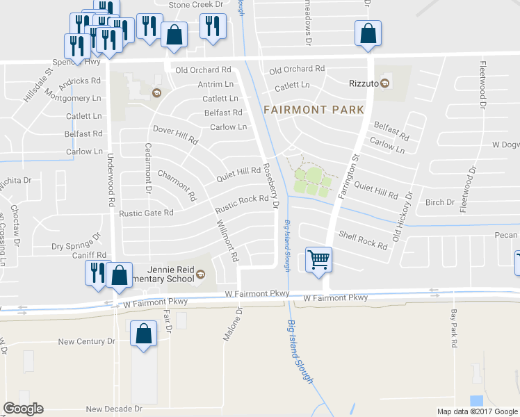 map of restaurants, bars, coffee shops, grocery stores, and more near 10119 Shell Rock Road in La Porte
