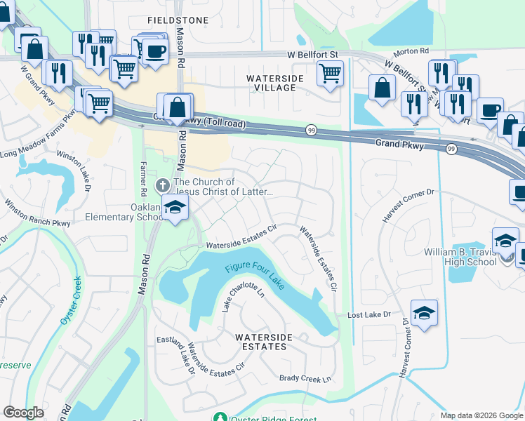map of restaurants, bars, coffee shops, grocery stores, and more near 4326 Millers Creek Court in Richmond