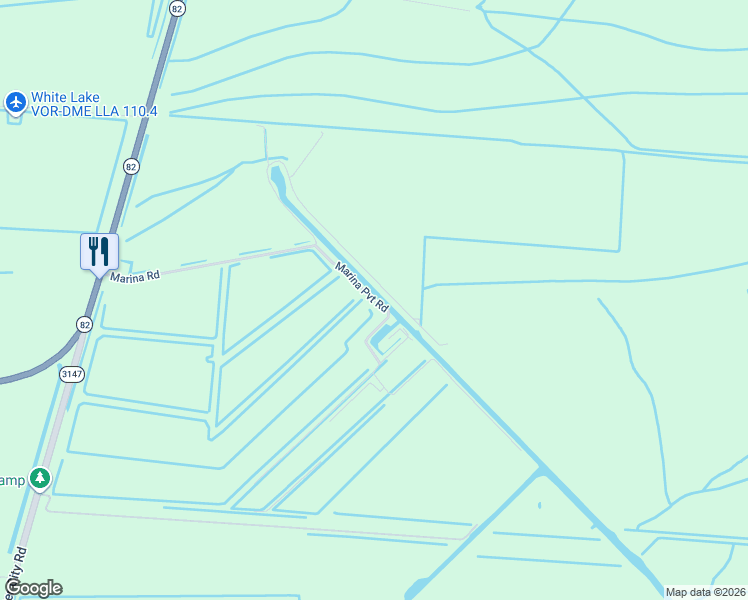 map of restaurants, bars, coffee shops, grocery stores, and more near Marina Pvt Road in Vermilion Parish