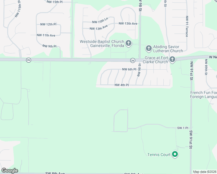 map of restaurants, bars, coffee shops, grocery stores, and more near 10123 Northwest 4th Place in Gainesville