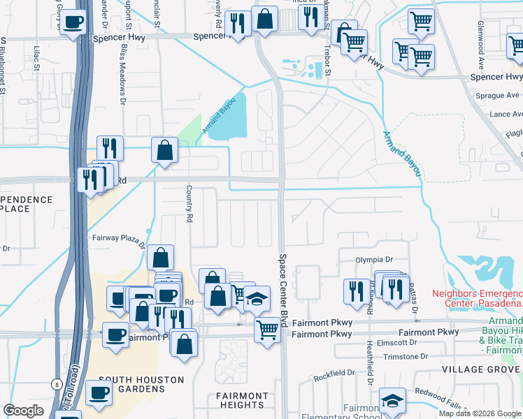 map of restaurants, bars, coffee shops, grocery stores, and more near 3611 Sunshine Lane in Pasadena