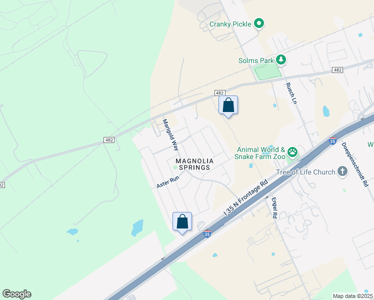 map of restaurants, bars, coffee shops, grocery stores, and more near 354 Maple Way in New Braunfels