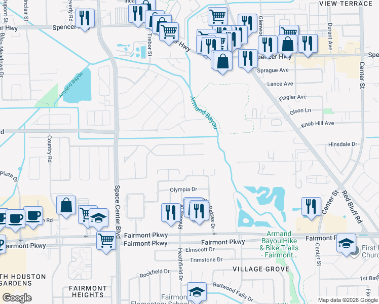 map of restaurants, bars, coffee shops, grocery stores, and more near 6607 Ray Road in Pasadena