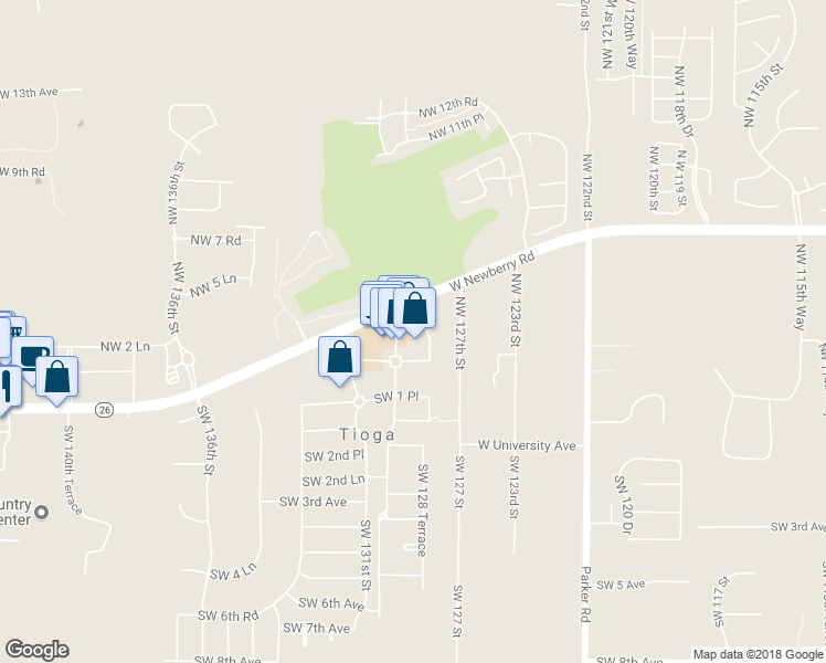 map of restaurants, bars, coffee shops, grocery stores, and more near 12830 Southwest 1 Lane in Archer