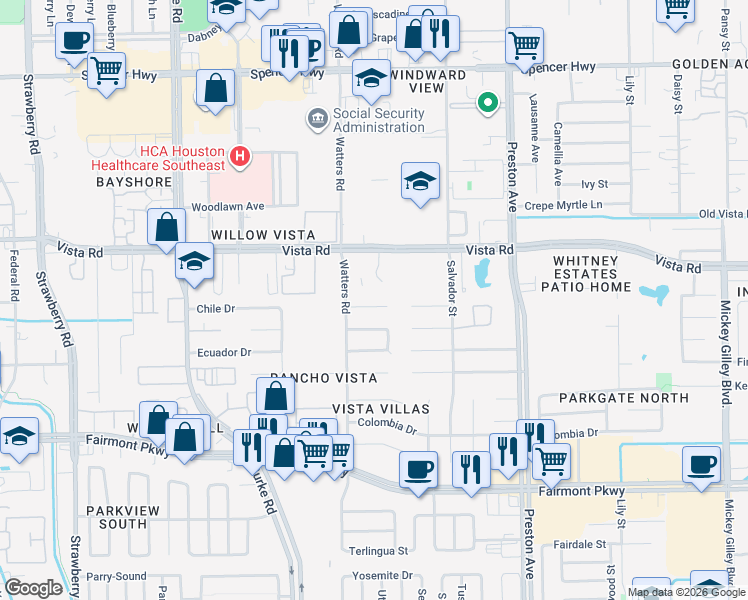 map of restaurants, bars, coffee shops, grocery stores, and more near 4219 Sha Circle in Pasadena
