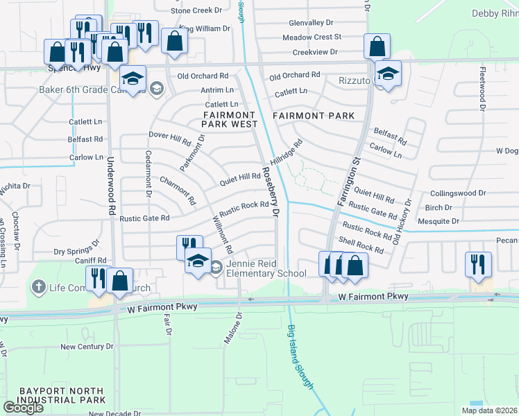 map of restaurants, bars, coffee shops, grocery stores, and more near 10119 Shell Rock Road in La Porte