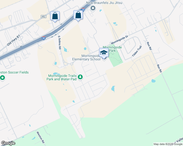 map of restaurants, bars, coffee shops, grocery stores, and more near 3831 Cherokee Boulevard in New Braunfels