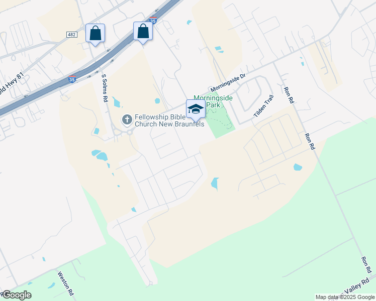 map of restaurants, bars, coffee shops, grocery stores, and more near 717 Cherokee Boulevard in New Braunfels