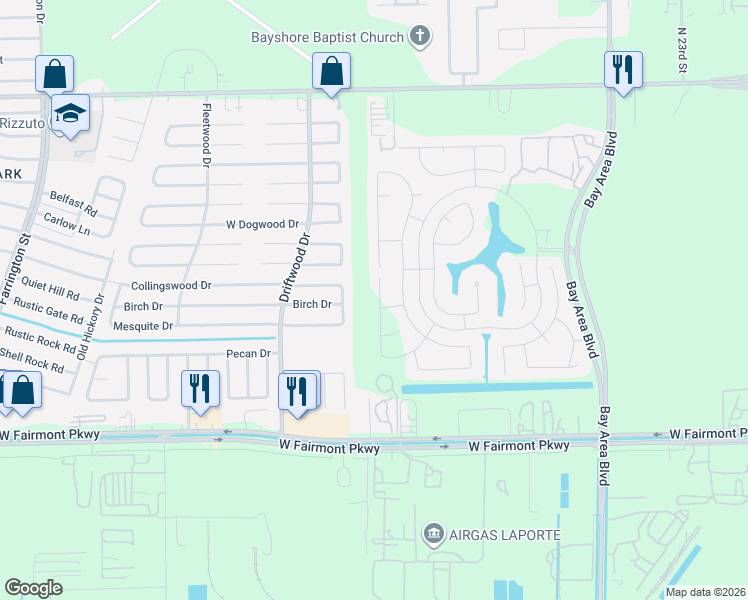 map of restaurants, bars, coffee shops, grocery stores, and more near 11031 Collingswood in La Porte