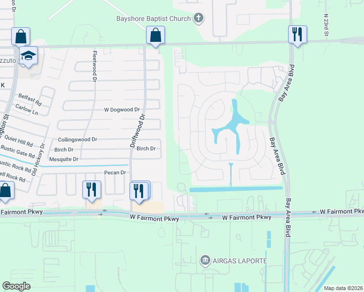 map of restaurants, bars, coffee shops, grocery stores, and more near 11031 Collingswood in La Porte