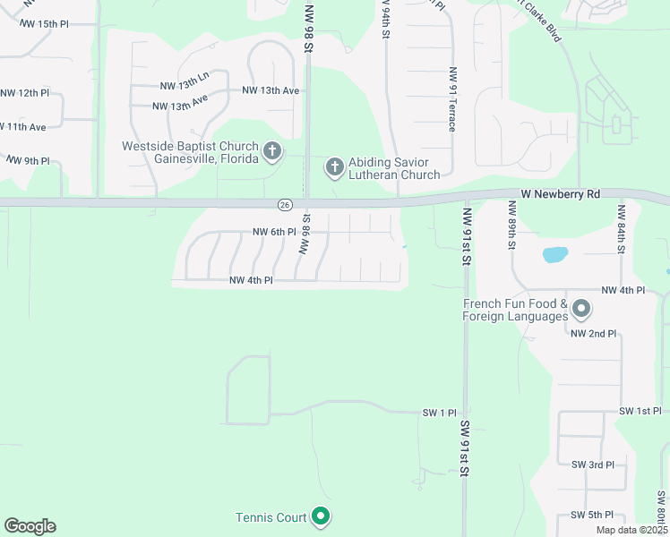 map of restaurants, bars, coffee shops, grocery stores, and more near 428 Northwest 96 Way in Gainesville