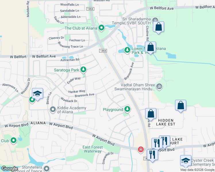 map of restaurants, bars, coffee shops, grocery stores, and more near 17042 Hinkley Glen Court in Richmond