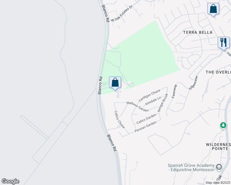 map of restaurants, bars, coffee shops, grocery stores, and more near 23182 Blanco Road in San Antonio