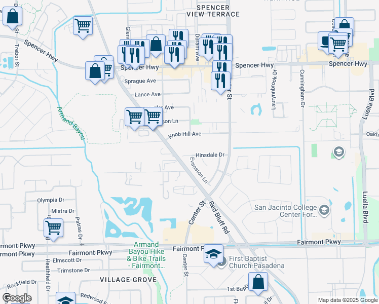 map of restaurants, bars, coffee shops, grocery stores, and more near 7222 Knob Hill Avenue in Pasadena