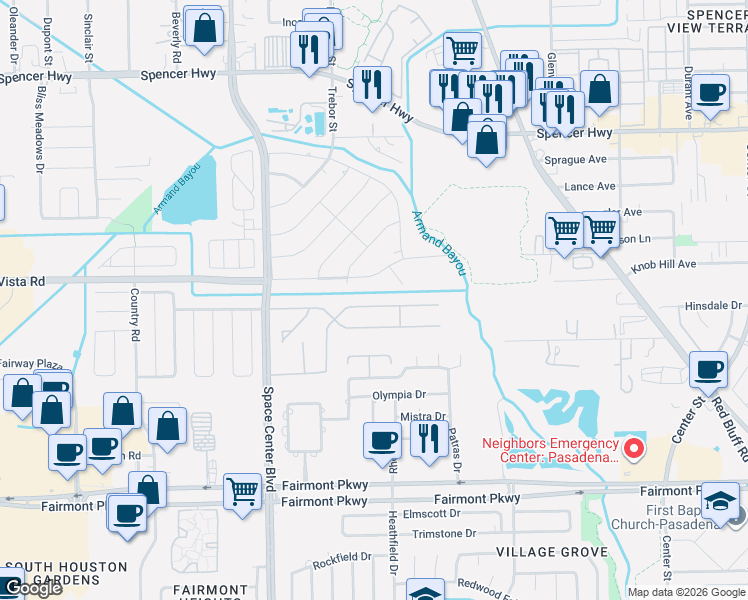 map of restaurants, bars, coffee shops, grocery stores, and more near 6518 Olson Lane in Pasadena