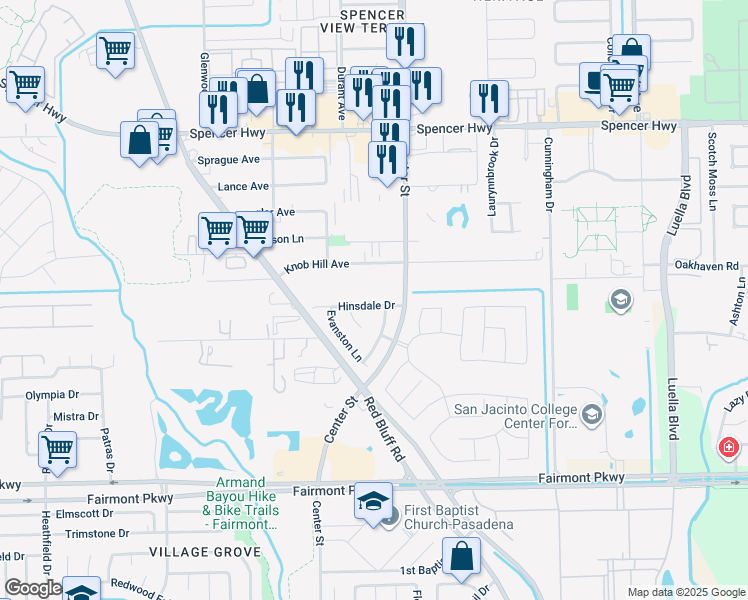 map of restaurants, bars, coffee shops, grocery stores, and more near 7438 Knob Hill Avenue in Pasadena
