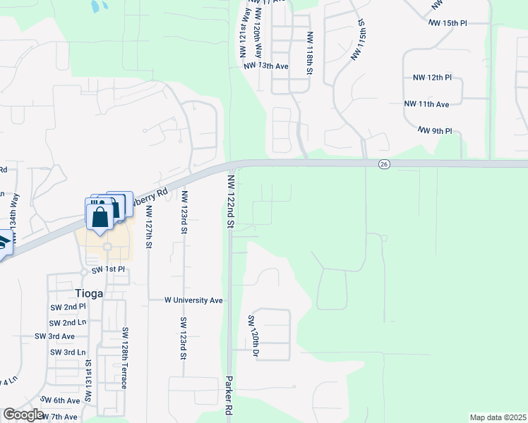 map of restaurants, bars, coffee shops, grocery stores, and more near 658 Northwest 120th Terrace in Gainesville