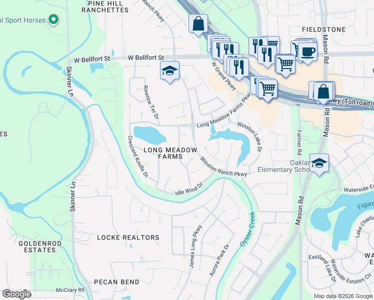 map of restaurants, bars, coffee shops, grocery stores, and more near 21102 Somervell Court in Richmond