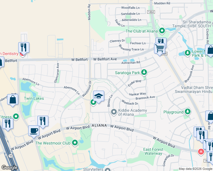 map of restaurants, bars, coffee shops, grocery stores, and more near 10714 Claythorne Court in Richmond