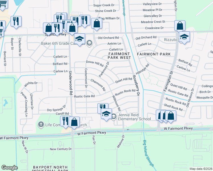 map of restaurants, bars, coffee shops, grocery stores, and more near 10014 Willmont Road in La Porte