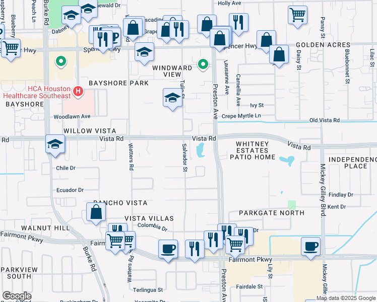map of restaurants, bars, coffee shops, grocery stores, and more near 4524 Vista Road in Pasadena