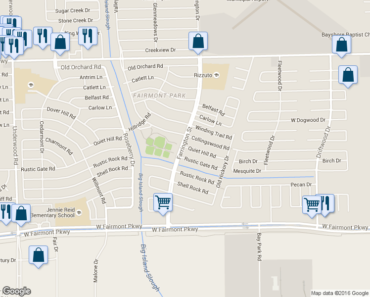 map of restaurants, bars, coffee shops, grocery stores, and more near 10407 Quiet Hill Rd in La Porte