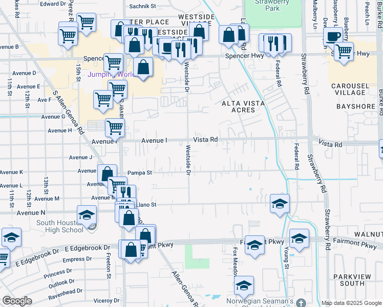 map of restaurants, bars, coffee shops, grocery stores, and more near 703 Murphy Lane in Pasadena