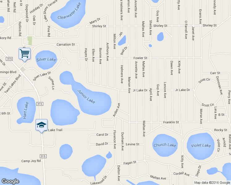 map of restaurants, bars, coffee shops, grocery stores, and more near 140 Arden Avenue in Interlachen