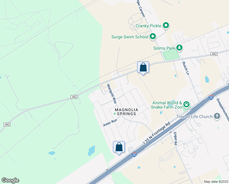 map of restaurants, bars, coffee shops, grocery stores, and more near Begonia in New Braunfels