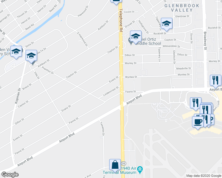 map of restaurants, bars, coffee shops, grocery stores, and more near 7411 Lindencrest Street in Houston