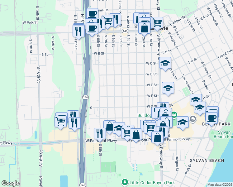 map of restaurants, bars, coffee shops, grocery stores, and more near 623 South 6th Street in La Porte