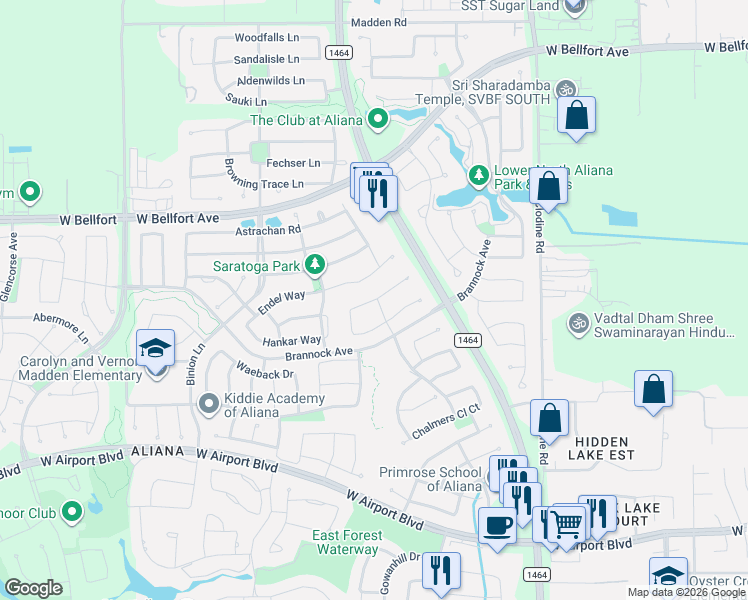 map of restaurants, bars, coffee shops, grocery stores, and more near 10702 Medwin Gardens Avenue in Richmond