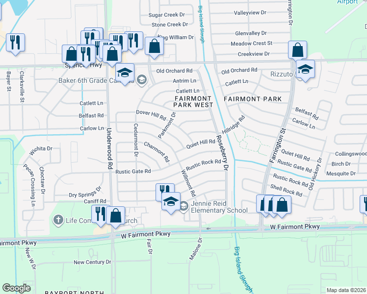 map of restaurants, bars, coffee shops, grocery stores, and more near 10114 Stonemont Rd in La Porte