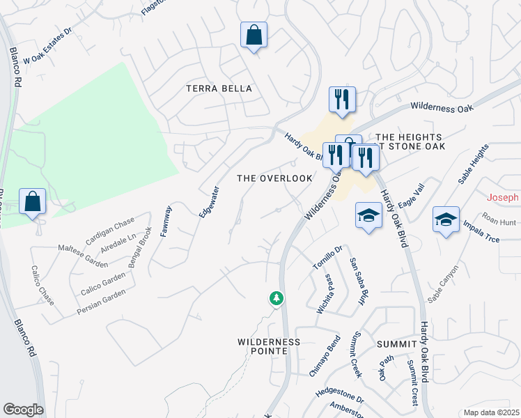 map of restaurants, bars, coffee shops, grocery stores, and more near 523 Texas Point in San Antonio